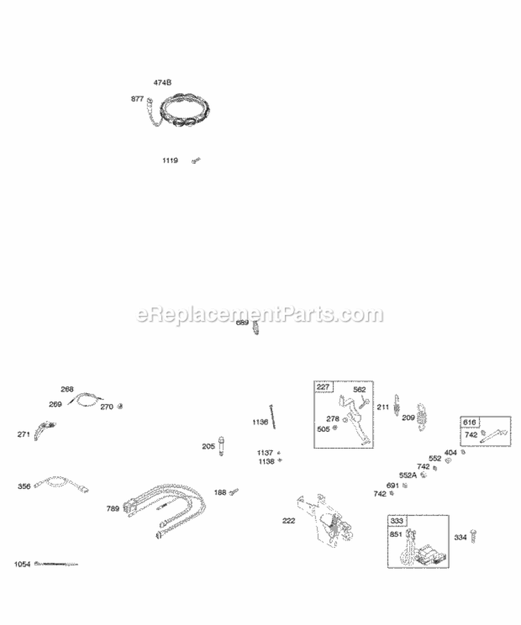 Alternator Controls Wires Ignition Diagram and Parts List for 42E707-2631-E2  Briggs and Stratton Engine